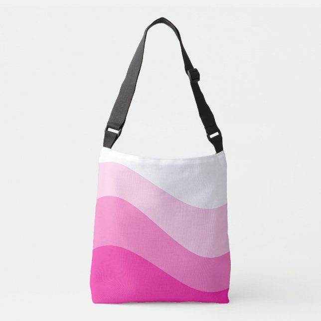 Bolso Cruzado Patrón de ondas de color rosa blanco (Anverso)