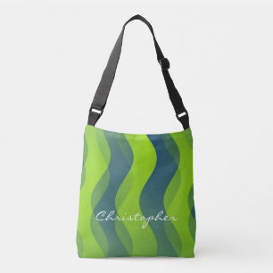 Bolso Cruzado Patrón de ondas suaves - azul verde + tus ideas