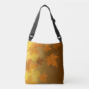 Bolso Cruzado Patrón de otoño con hojas de arce cayendo y bokeh