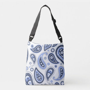 Bolso Cruzado Patrón de Paisley Azul