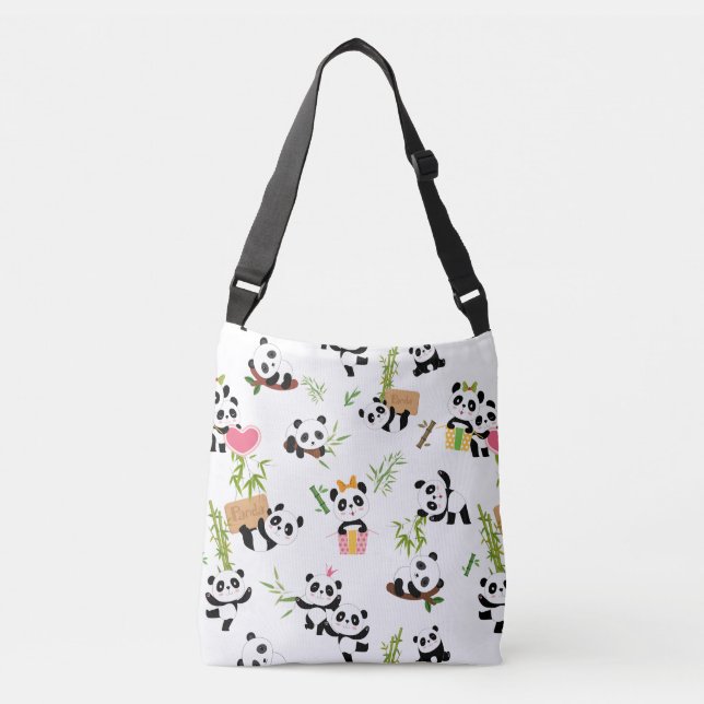 Bolso Cruzado Patrón de Panda (Anverso)