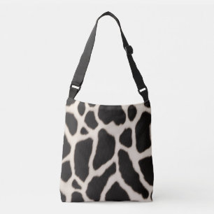 Bolso Cruzado Patrón de piel de vaca blanco y negro