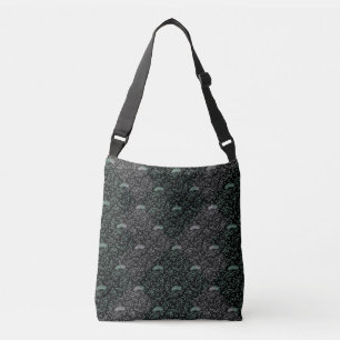 Bolso Cruzado Patrón de plantas A04b Negro BG