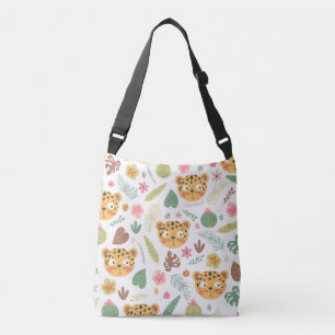 Bolso Cruzado Patrón de plantas tropicales de cabeza de leopardo