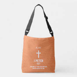 Bolso Cruzado Patrón de punto naranja Capítulo Biblia Verse cris