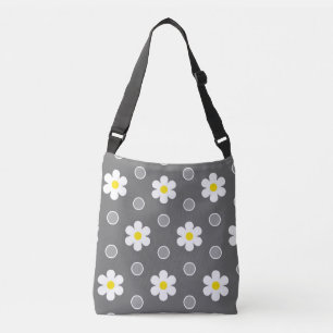 Bolso Cruzado Patrón de puntos de polka gris y blanco