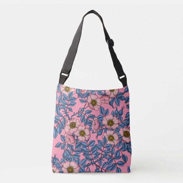 Bolso Cruzado Patrón de rosa de perro (Anverso)