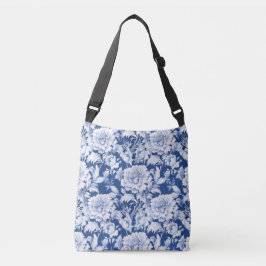 Bolso Cruzado Patrón de rosa de repetición blanco/azul pálido