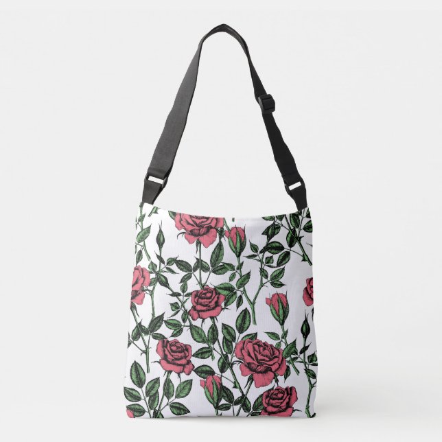 Bolso Cruzado patrón de rosas (Anverso)