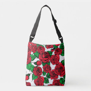 Bolso Cruzado Patrón de rosas rojas
