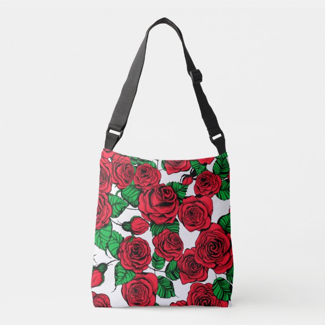 Bolso Cruzado Patrón de rosas rojas (Anverso)
