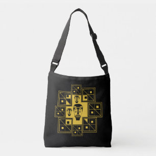 Bolso Cruzado Patrón de rostro africano abstracto moderno