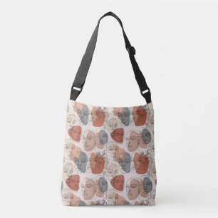 Bolso Cruzado Patrón de rostro femenino abstracto