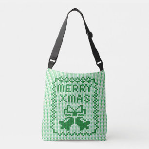 Bolso Cruzado Patrón de suéter feo campanas de jingle y Feliz Na