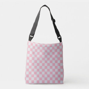 Bolso Cruzado Patrón de tablero de cheques rosados + grises
