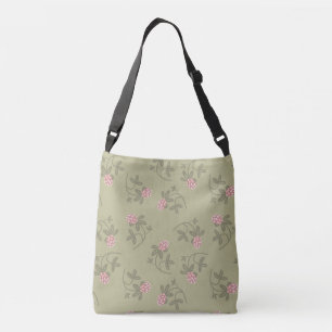 Bolso Cruzado Patrón de trébol rojo tierra verde rosa