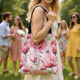 Bolso Cruzado Patrón de tulipán rosa de color de agua floral de