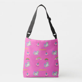 Bolso Cruzado Patrón de unicornio en rosa