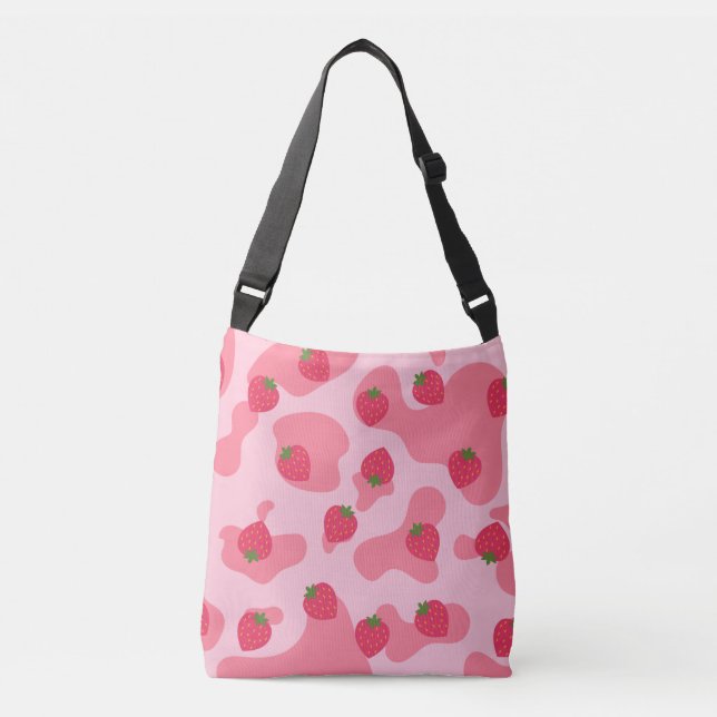 Bolso Cruzado Patrón de vaca de fresa de Kawaii (Anverso)