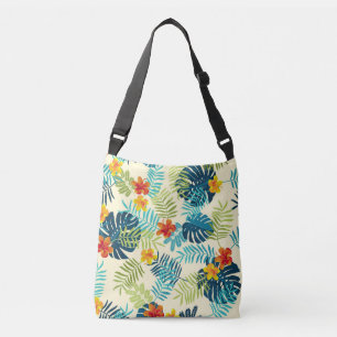 Bolso Cruzado Patrón de verano de Monstera Tropical Hibiscus