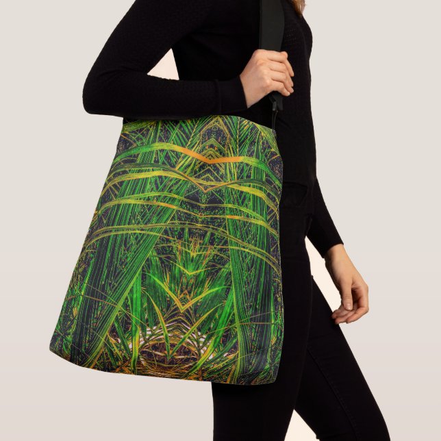 Bolso Cruzado Patrón de Verdes Tropicales (Detalle)