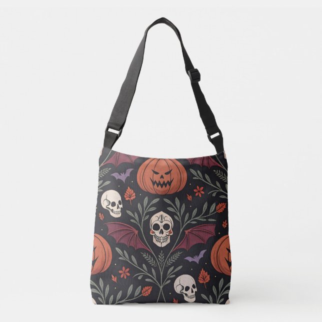 Bolso Cruzado Patrón de vibraciones de Halloween (Anverso)