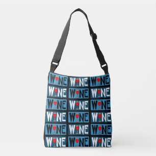 Bolso Cruzado Patrón de vidrio de vino rojo