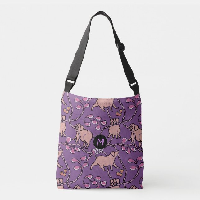 Bolso Cruzado Patrón divertidísimo Año de cerdo Monograma Elegir (Anverso)