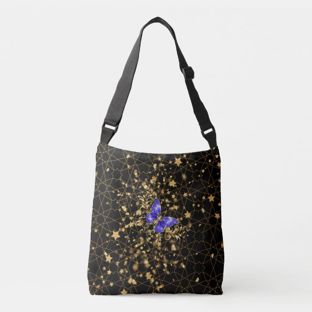 Bolso Cruzado Patrón dorado 14.bw BG negro (Anverso)