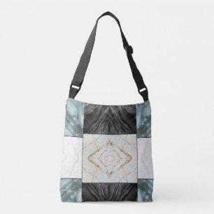 Bolso Cruzado Patrón elegante de oro negro y blanco de mármol