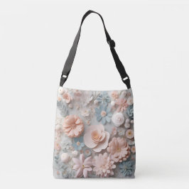 Bolso Cruzado Patrón floral 3D Pastel