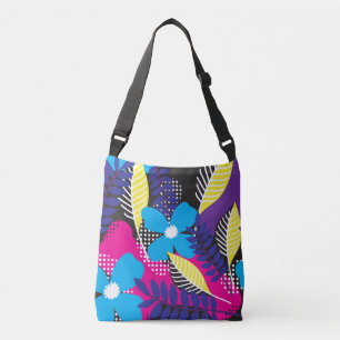 Bolso Cruzado Patrón floral abstracto de color negrita