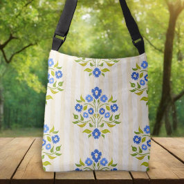 Bolso Cruzado Patrón floral azul Bouquet de Astors