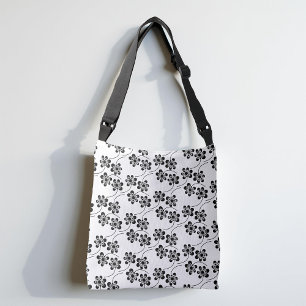 Bolso Cruzado Patrón floral blanco y negro Minimalista simple