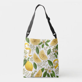 Bolso Cruzado Patrón floral botánico y limón prensado realista