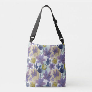 Bolso Cruzado Patrón floral de color de agua boho