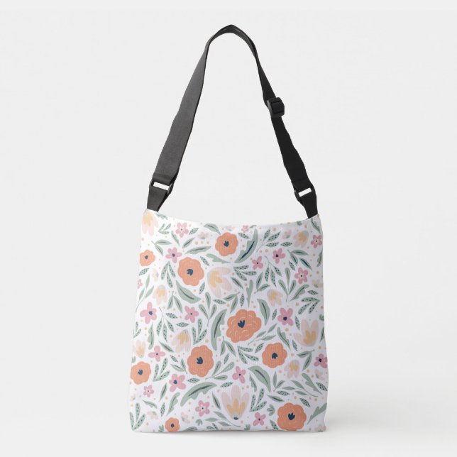 Bolso Cruzado Patrón floral de primavera de Pastel (Anverso)