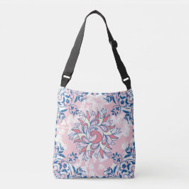 Bolso Cruzado Patrón floral de vida brillante en rosa y azul