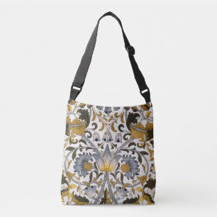 Bolso Cruzado Patrón floral de William Morris Lodden: azul dorad