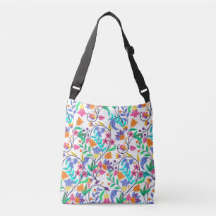 Bolso Cruzado Patrón Floral Exótico Colorido