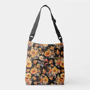 Bolso Cruzado Patrón floral otoñal B01 Negro BG