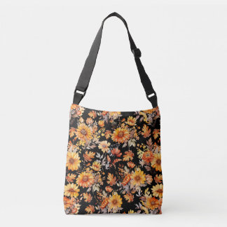 Bolso Cruzado Patrón floral otoñal B01 Negro BG