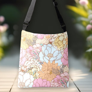 Bolso Cruzado Patrón floral retro Pastel Primavera colorido