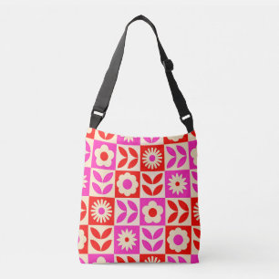 Bolso Cruzado Patrón floral retro vibrante