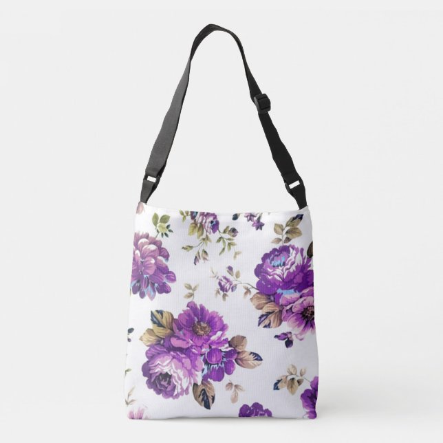 Bolso Cruzado Patrón floral violeta (Reverso)