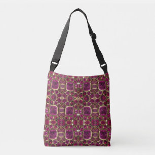 Bolso Cruzado Patrón Gemstone Oro Rojo Ruby Moda elegante