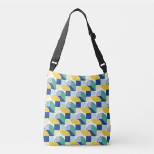 Bolso Cruzado Patrón geométrico abstracto de amarillo verde azul