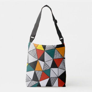 Bolso Cruzado patrón geométrico de triángulos coloridos
