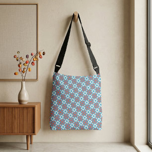 Bolso Cruzado Patrón geométrico óptico dinámico de coral teal