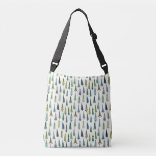 Bolso Cruzado Patrón ilustrado de árboles navideños modernos